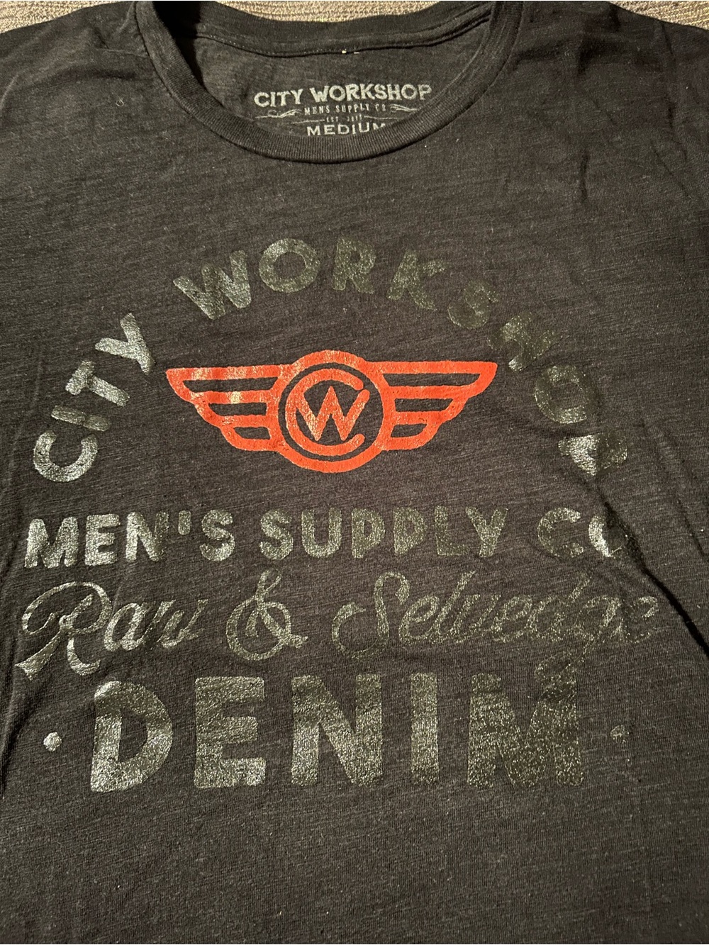 City Workshop black t shirt men’s M or unisex